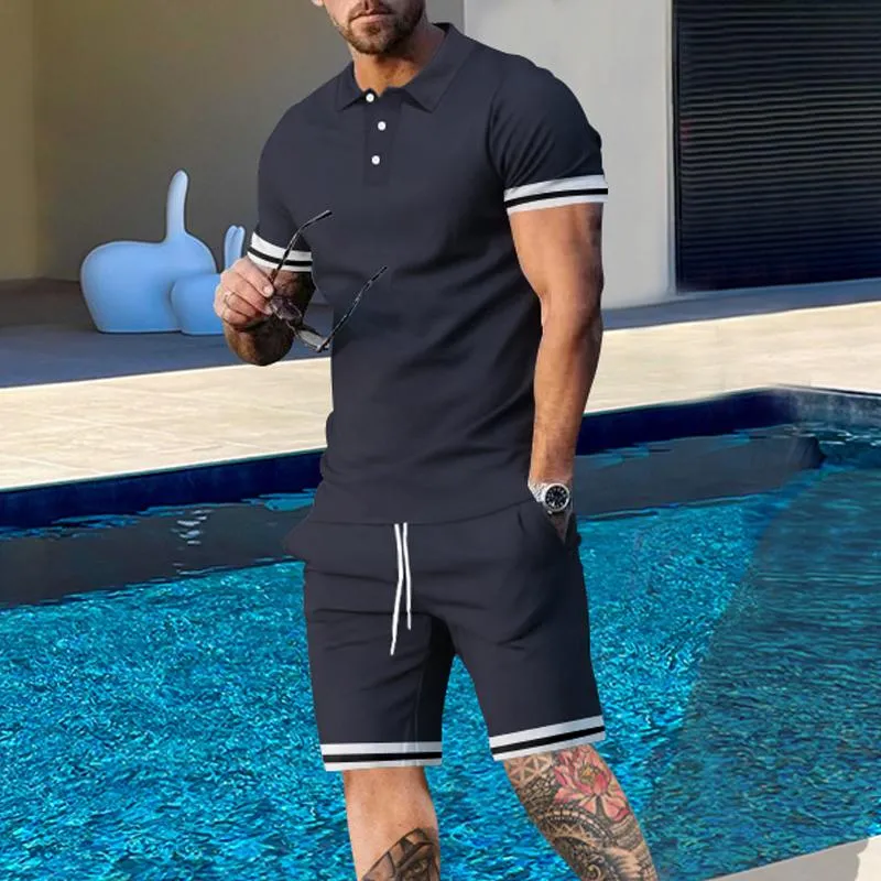 Men's Casual Solid Color Short Sleeve Polo Shirt Shorts Set 38788710Y sold by Manly product image thumbnail 3