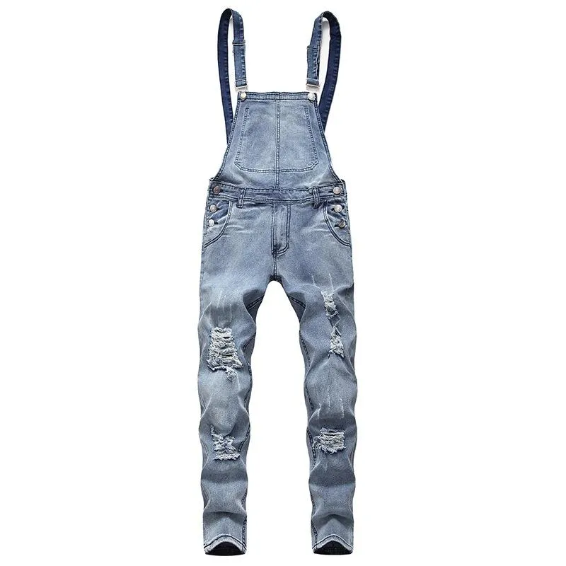 Men's Camisole Denim Romper Ripped Denim Overalls 77068976X sold by Manly product image thumbnail 4