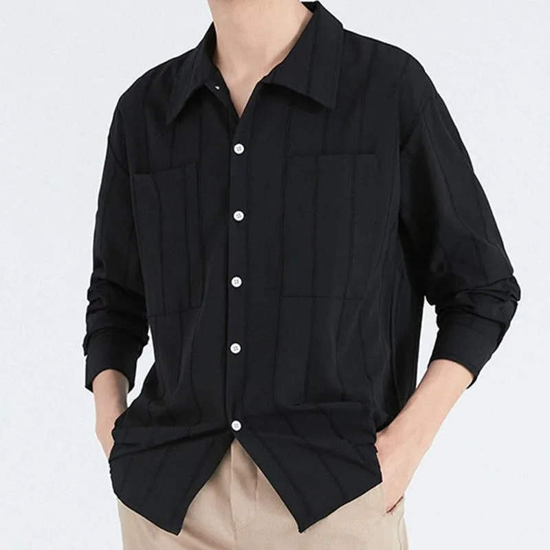 Men's Casual Solid Color Loose Lapel Long Sleeve Shirt 95271587M sold by Manly product image thumbnail 3