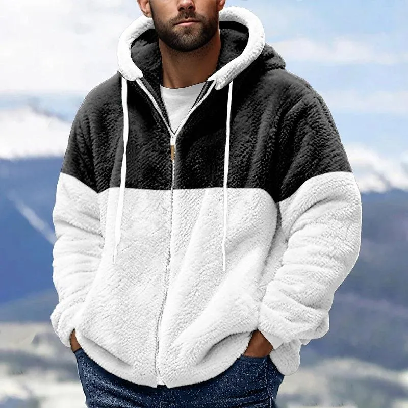 Men's Colorblock Fleece Hooded Zipper Jacket 36836957Z sold by Manly product image thumbnail 2