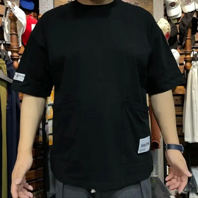 Men's Soild Color Loose Pockets Round Neck Short Sleeve T-shirt 61821152Z sold by Manly product image thumbnail 4