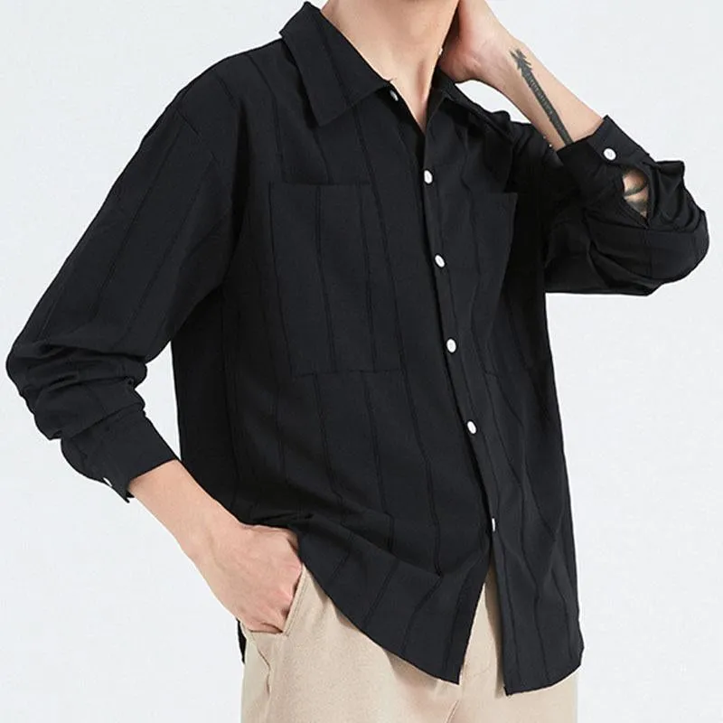 Men's Casual Solid Color Loose Lapel Long Sleeve Shirt 95271587M sold by Manly product image thumbnail 2