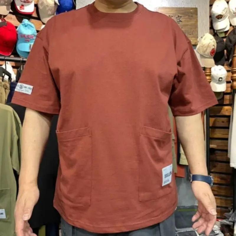 Men's Soild Color Loose Pockets Round Neck Short Sleeve T-shirt 61821152Z sold by Manly product image thumbnail 3