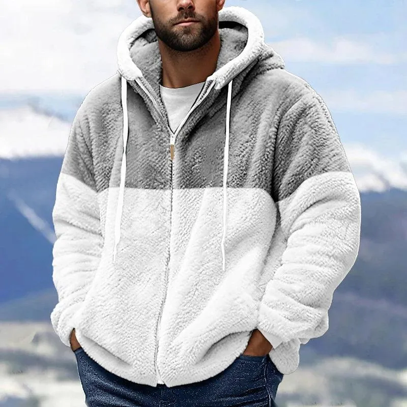 Men's Colorblock Fleece Hooded Zipper Jacket 36836957Z sold by Manly product image thumbnail 3
