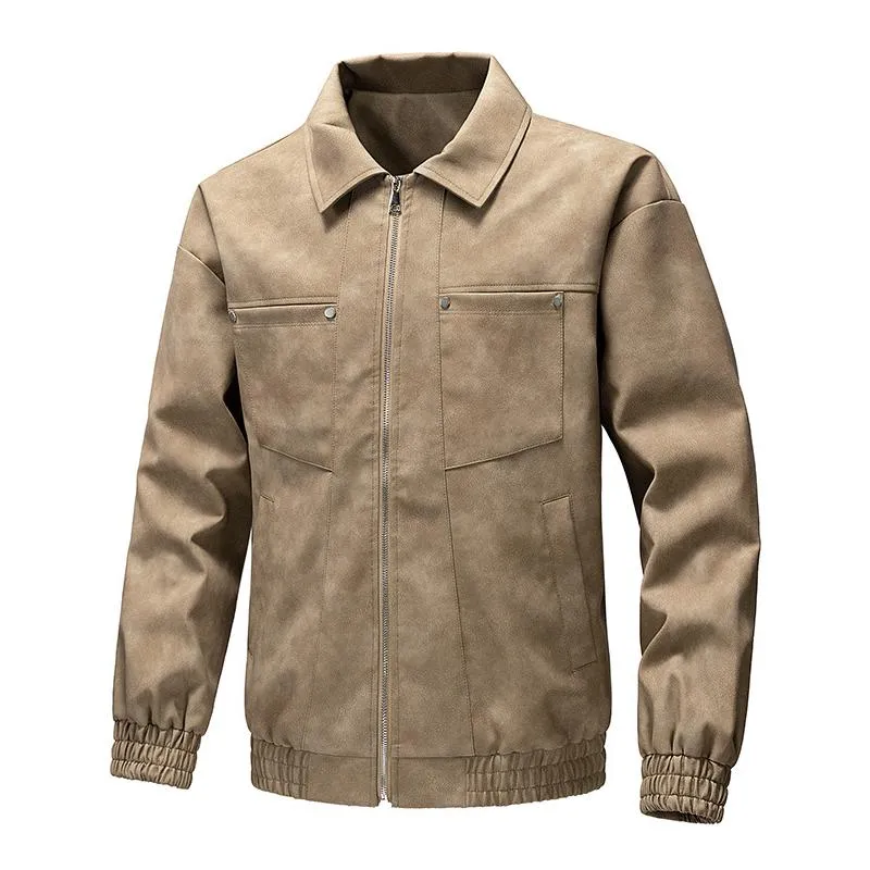 Men's Casual Lapel Zipper Multi-Pocket Warm Jacket 85580264M sold by Manly