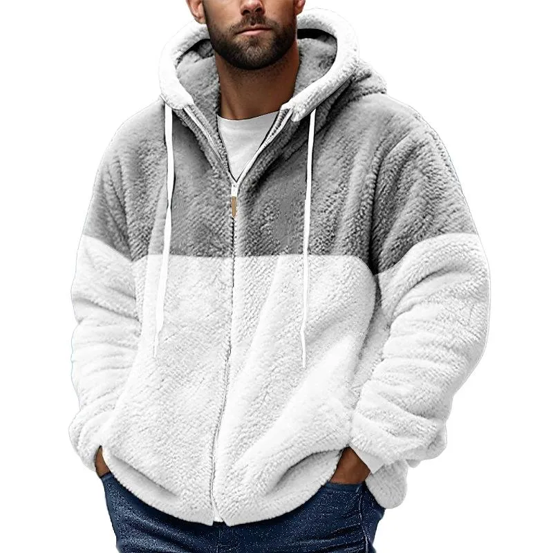 Men's Colorblock Fleece Hooded Zipper Jacket 36836957Z sold by Manly