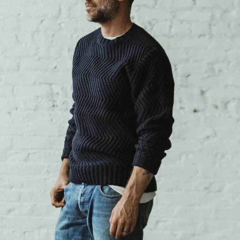 Men's Solid Color Round Neck Long Sleeve Knit Sweater 09795478Z sold by Manly product image thumbnail 4