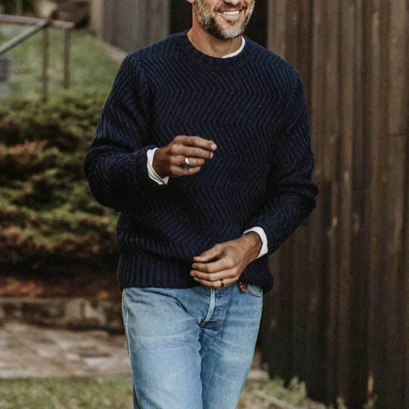 Men's Solid Color Round Neck Long Sleeve Knit Sweater 09795478Z sold by Manly product image thumbnail 3