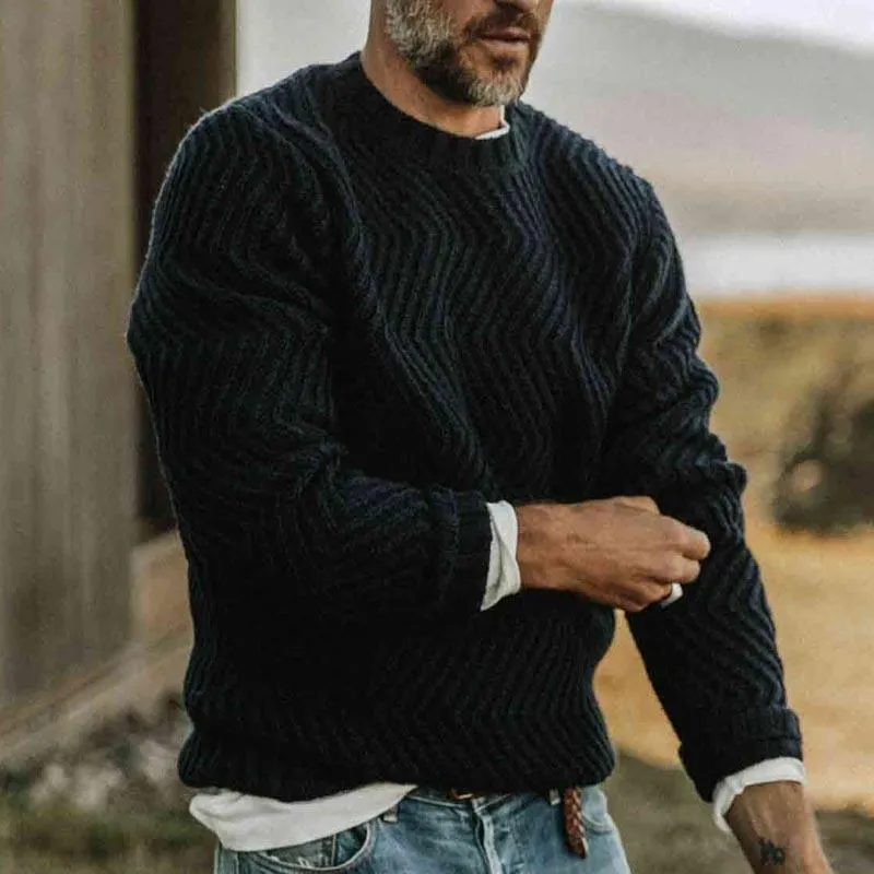 Men's Solid Color Round Neck Long Sleeve Knit Sweater 09795478Z sold by Manly product image thumbnail 2