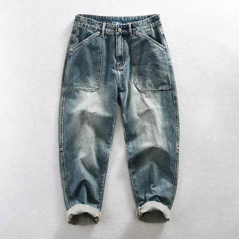 Men's Vintage Washed Distressed Multi-pocket Jeans 40352734M sold by Manly product image thumbnail 2