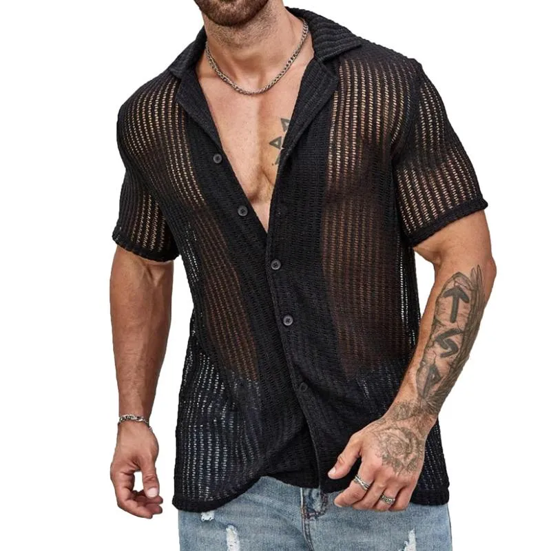 Men's Casual Solid Color Breathable Short-Sleeved Knitted Shirt 86296626M sold by Manly product image thumbnail 5
