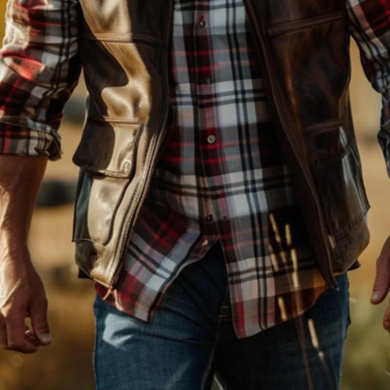 Men's Vintage Country Style Patchwork Leather Vest 31711063Y sold by Manly product image thumbnail 3