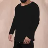 Men's Casual Retro Solid Color Round Neck Long Sleeve T-shirt 04451010TO sold by Manly
