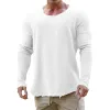 Men's Casual Retro Solid Color Round Neck Long Sleeve T-shirt 04451010TO sold by Manly