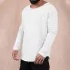 Men's Casual Retro Solid Color Round Neck Long Sleeve T-shirt 04451010TO sold by Manly