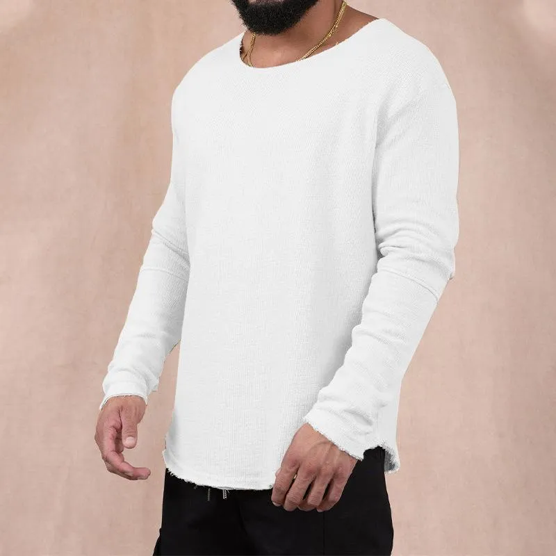 Men's Casual Retro Solid Color Round Neck Long Sleeve T-shirt 04451010TO sold by Manly product image thumbnail 2