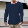 Men's Casual Retro Solid Color Round Neck Long Sleeve T-shirt 04451010TO sold by Manly