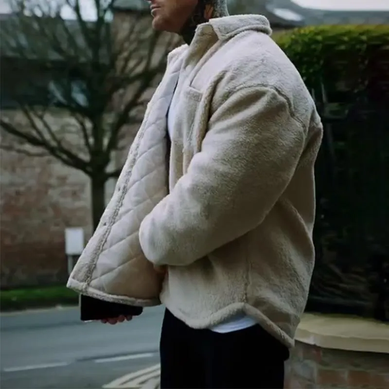 Men's Solid Color Polar Fleece Lapel Jacket 63683636X sold by Manly product image thumbnail 3