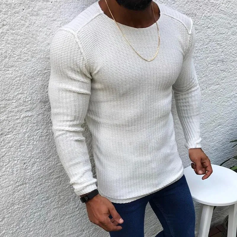 Men's Casual Slim Round Neck Long Sleeve Knitted Sweater 78200361M sold by Manly product image thumbnail 4