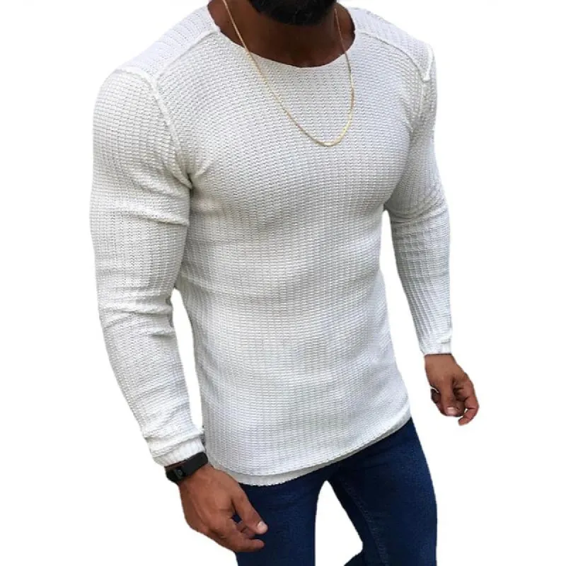 Men's Casual Slim Round Neck Long Sleeve Knitted Sweater 78200361M sold by Manly
