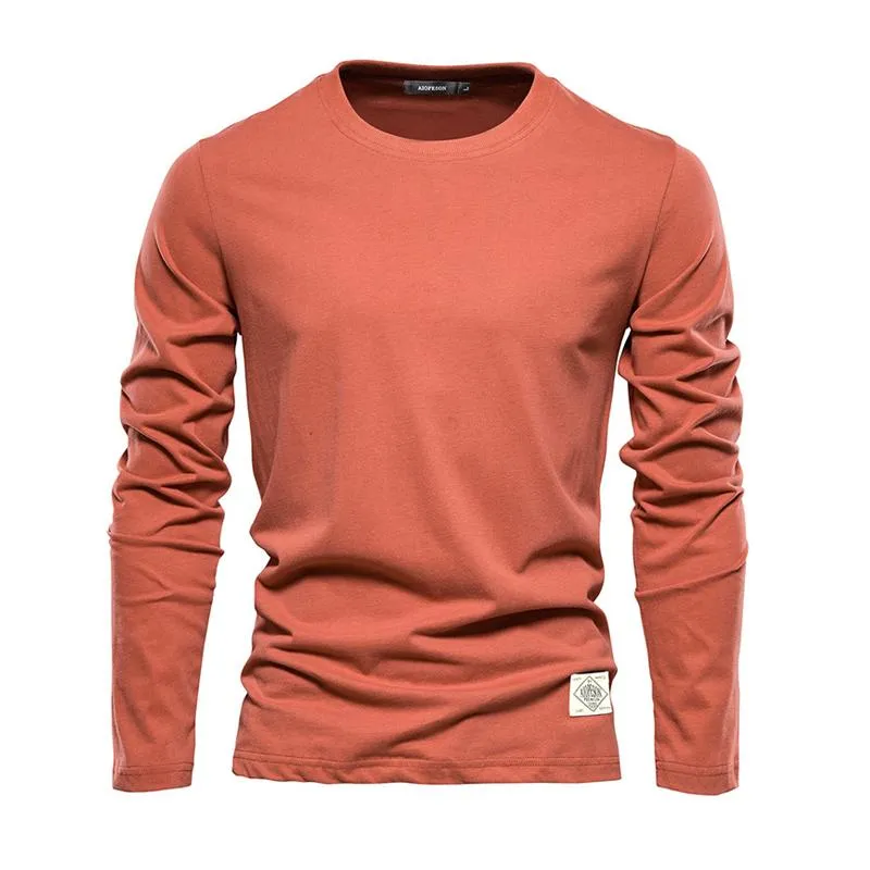 Men's Casual Solid Color Round Neck Pure Cotton Long-Sleeved T-Shirt 53527260Y sold by Manly product image thumbnail 4