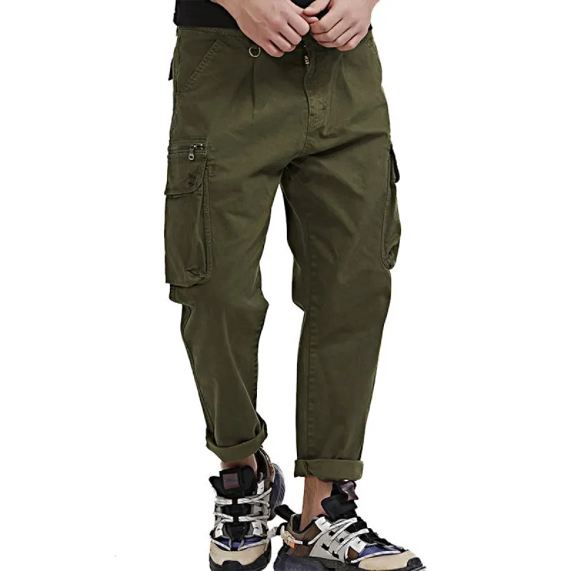 Men's Solid Loose Multi-pocket Cargo Pants 86661087Z sold by Manly