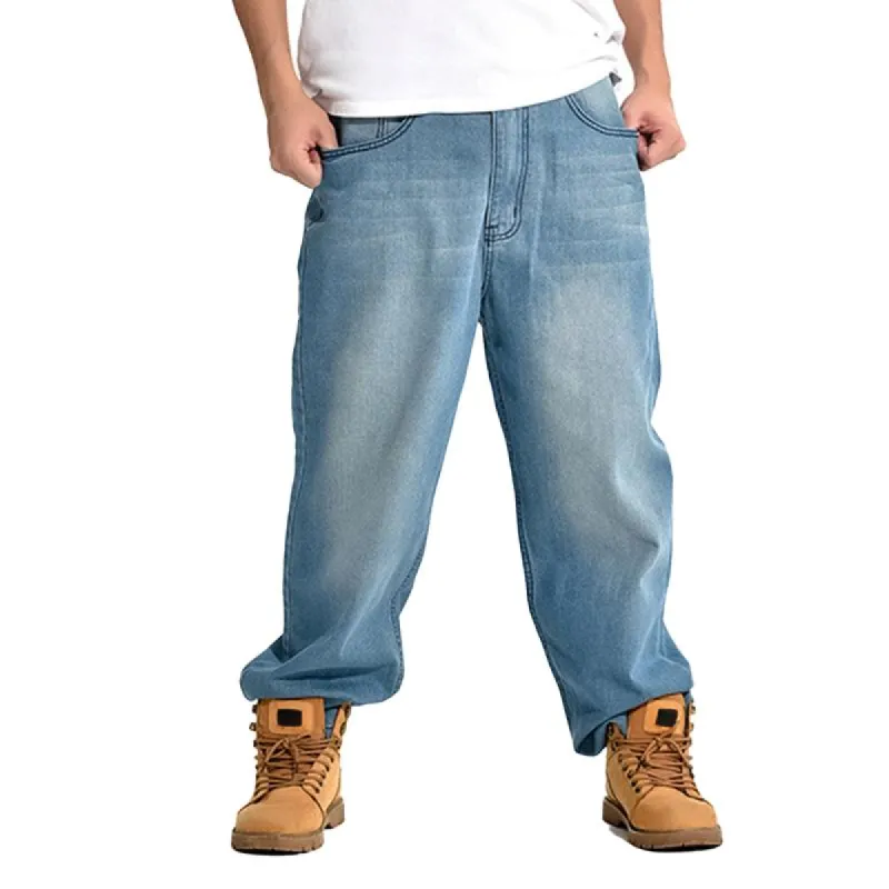 Men's Loose Wash Denim Skateboard Pants 77702793Z sold by Manly