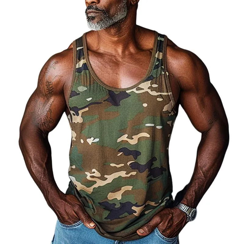 Men's Camo Retro Crew Neck Tank Top 44801544X sold by Manly