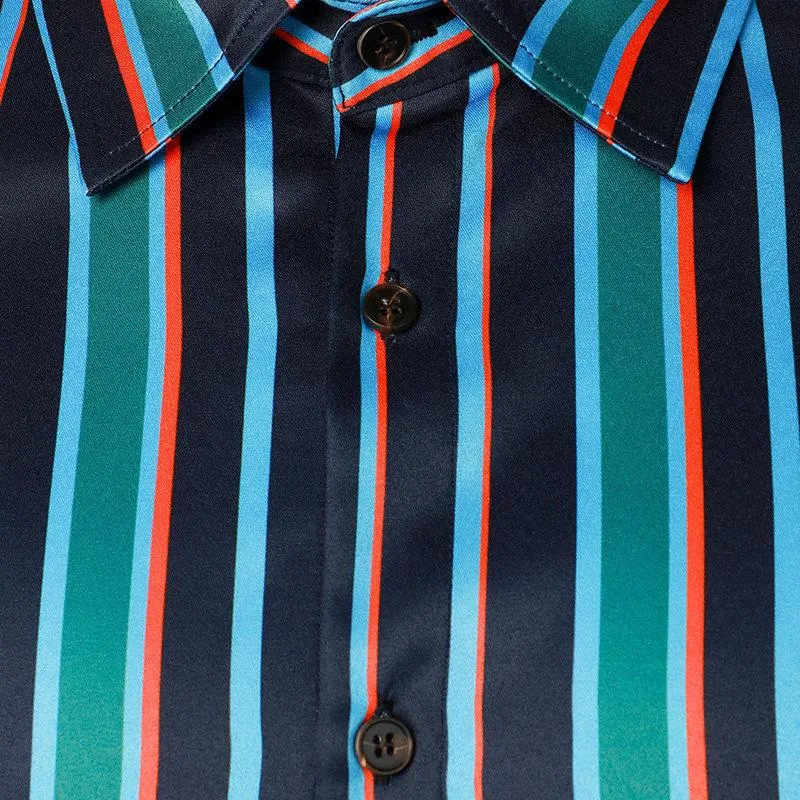 Men's Casual Contrast Stripe Print Lapel Long Sleeve Shirt 12336779M sold by Manly product image thumbnail 2