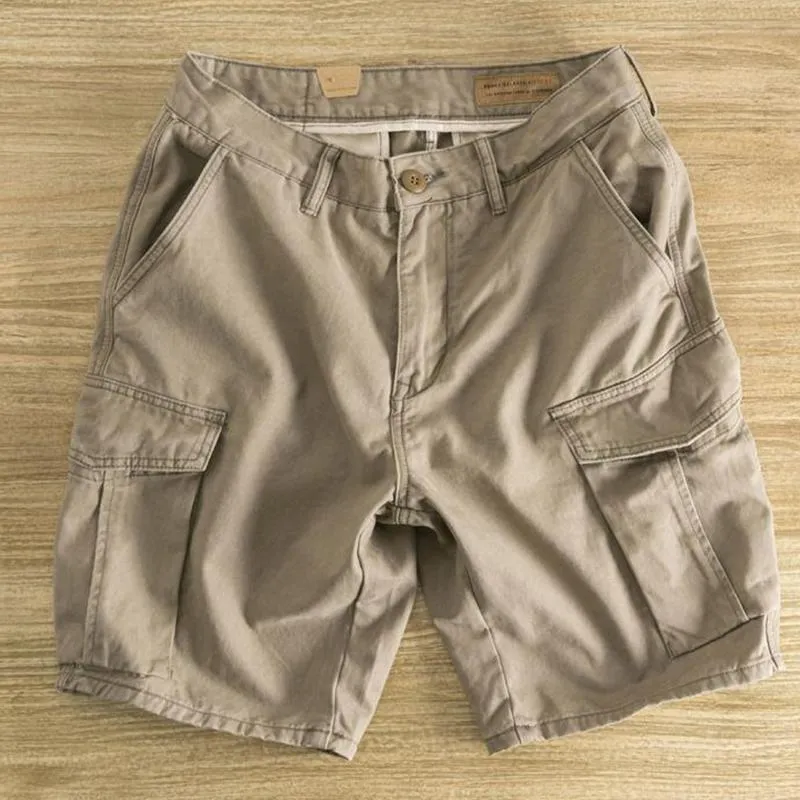 Men's Solid Multi-pocket Straight Cargo Shorts 72765349Z sold by Manly product image thumbnail 2