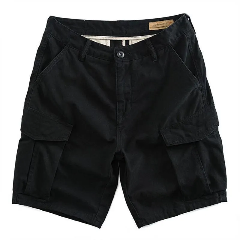 Men's Solid Multi-pocket Straight Cargo Shorts 72765349Z sold by Manly