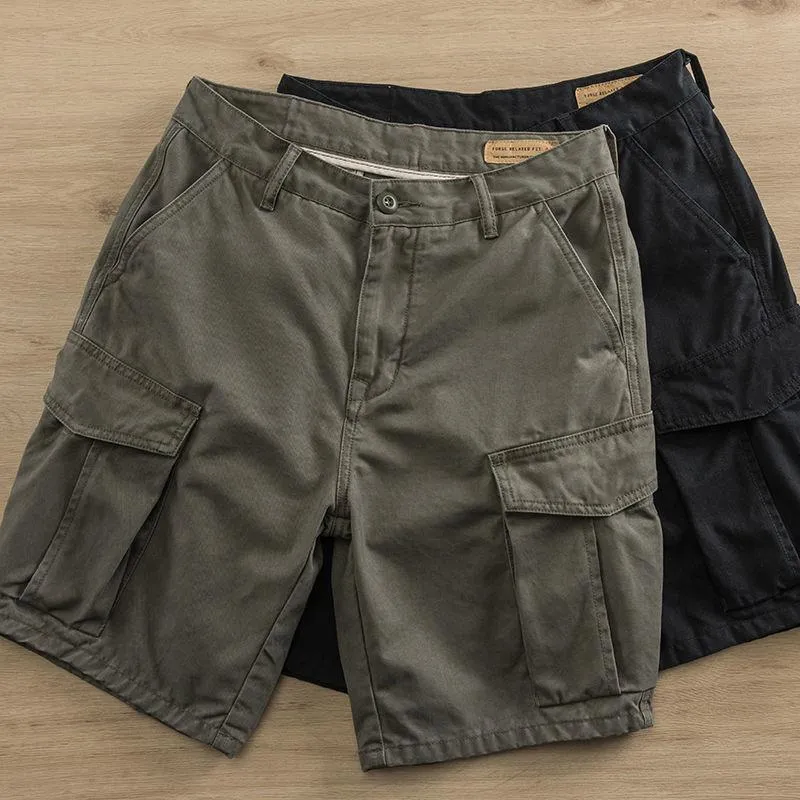 Men's Solid Multi-pocket Straight Cargo Shorts 72765349Z sold by Manly product image thumbnail 5