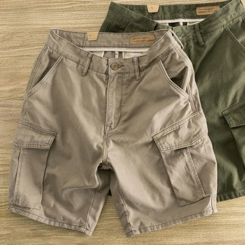 Men's Solid Multi-pocket Straight Cargo Shorts 72765349Z sold by Manly product image thumbnail 4