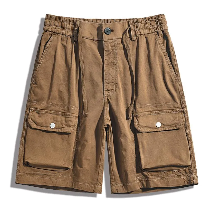 Men's Casual Outdoor Cotton Washed Multi-Pocket Loose Cargo Shorts 82263427M sold by Manly