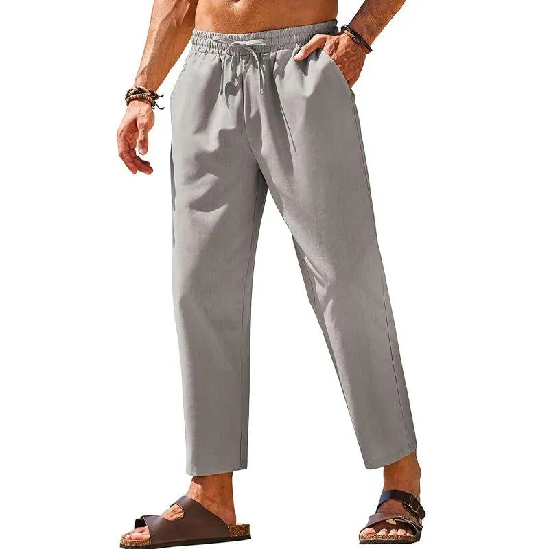 Men's Linen Casual Pants Elastic Waist Beach Pants 68667596X sold by Manly product image thumbnail 4