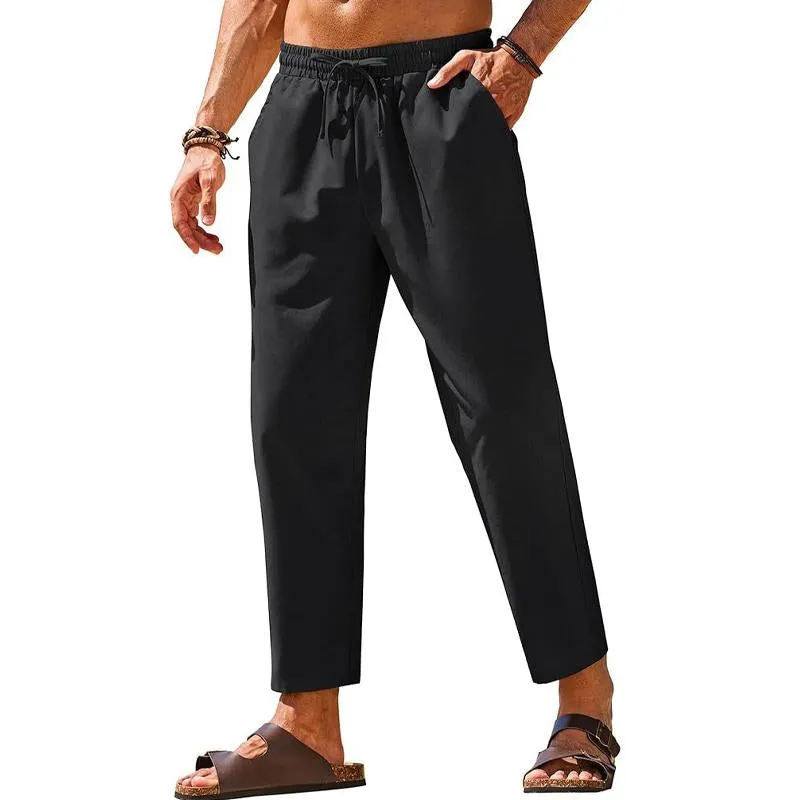Men's Linen Casual Pants Elastic Waist Beach Pants 68667596X sold by Manly product image thumbnail 3