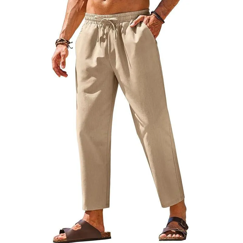 Men's Linen Casual Pants Elastic Waist Beach Pants 68667596X sold by Manly