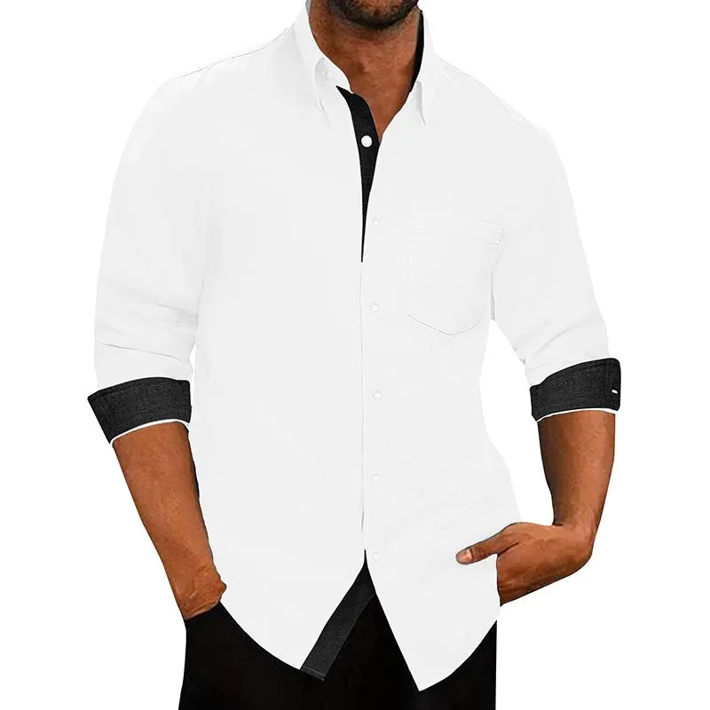 Men's Color Block Lapel Long Sleeve Casual Shirt 14508761Z sold by Manly product image thumbnail 3