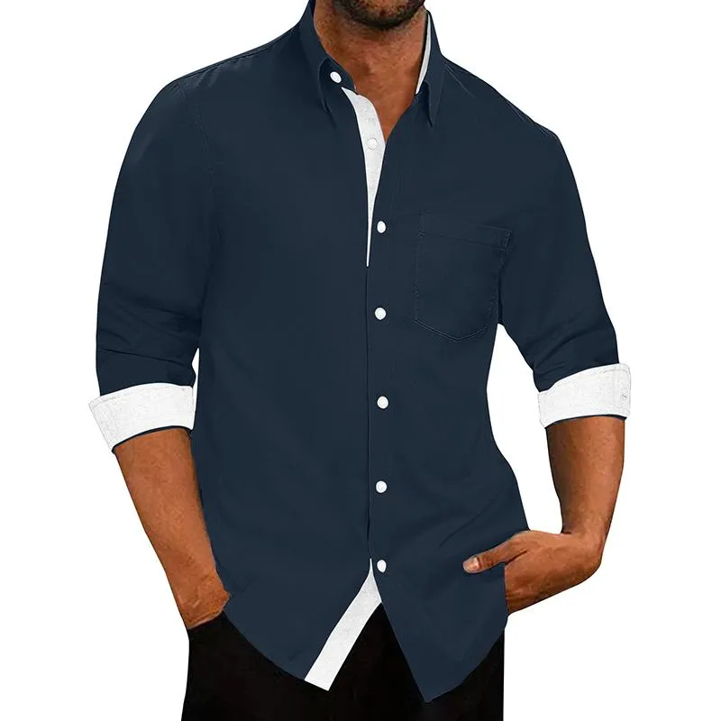 Men's Color Block Lapel Long Sleeve Casual Shirt 14508761Z sold by Manly product image thumbnail 2