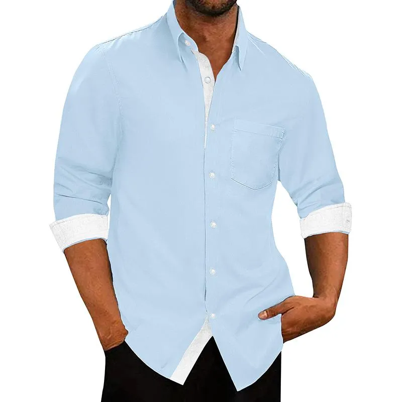 Men's Color Block Lapel Long Sleeve Casual Shirt 14508761Z sold by Manly product image thumbnail 5