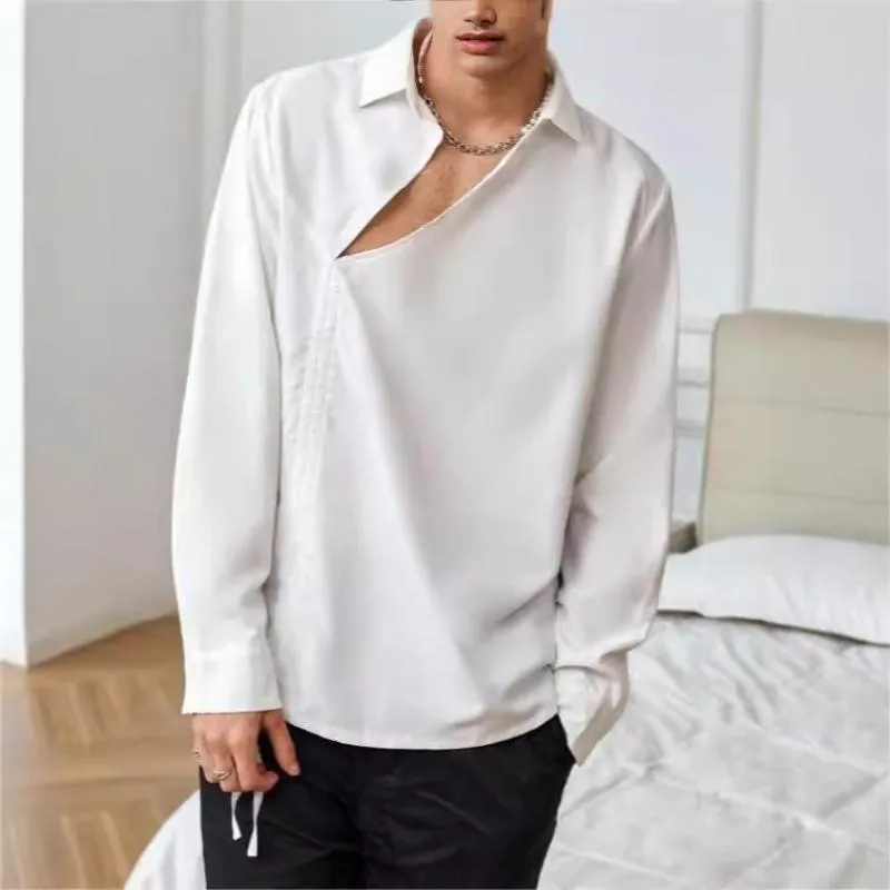 Men's Casual Loose Lapel Long-sleeved Lace-up Shirt 69535643M sold by Manly product image thumbnail 2