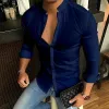 Men's Casual Fashion Solid Color Stand Collar Long Sleeve Shirt 79136189X sold by Manly