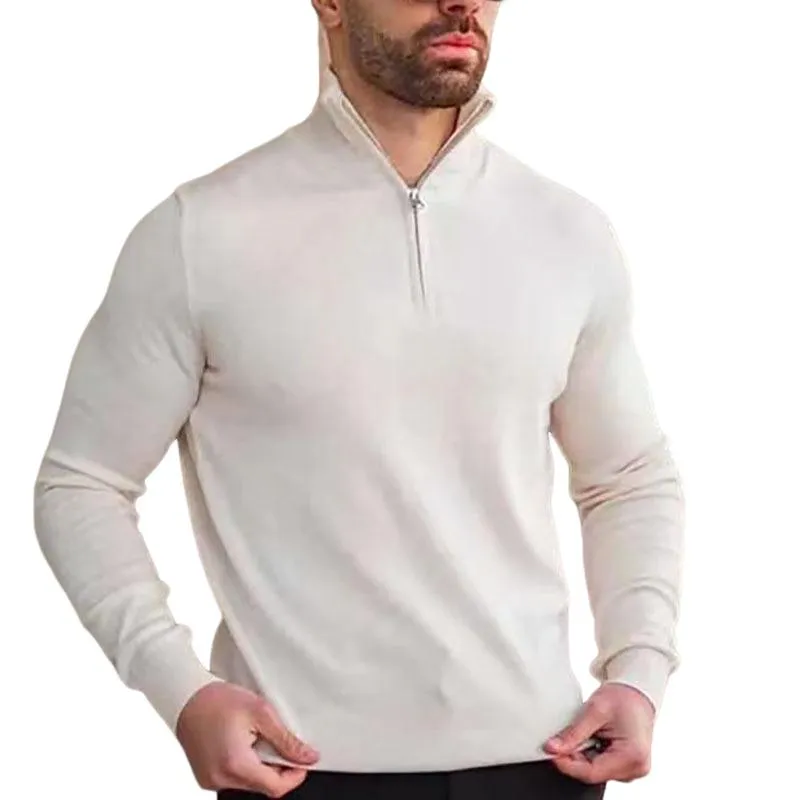 Men's Casual Zipper Stand Collar Knitted Pullover Sweater 84176613M sold by Manly