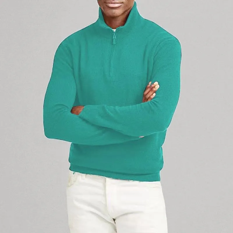 Men's Casual Zipper Stand Collar Knitted Pullover Sweater 84176613M sold by Manly product image thumbnail 4