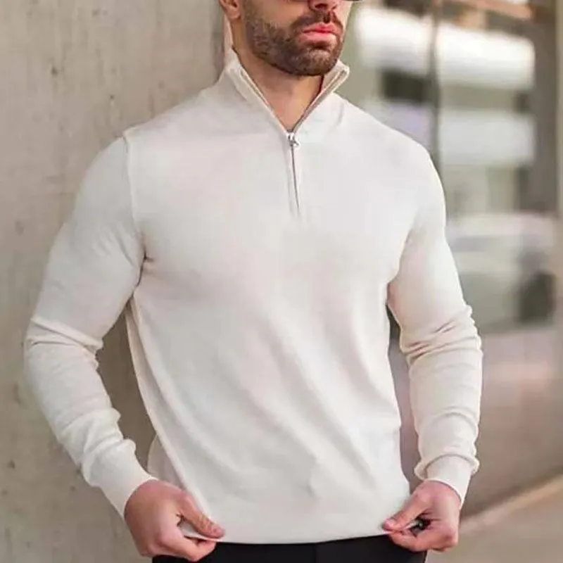 Men's Casual Zipper Stand Collar Knitted Pullover Sweater 84176613M sold by Manly product image thumbnail 2