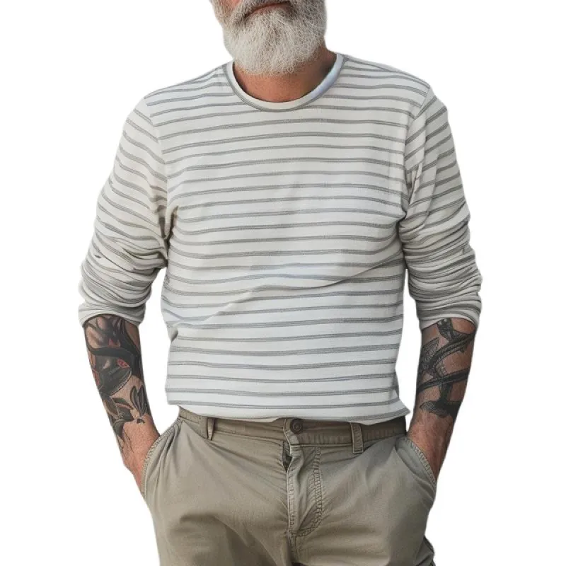 Men's Casual Retro Striped Long Sleeve T-Shirt 02332378TO sold by Manly