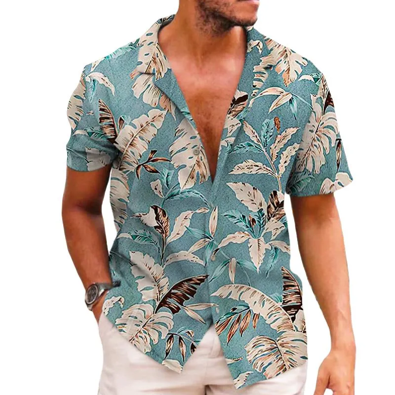 Men's Vintage Beach Monstera Hawaiian Short Sleeve Shirt 97257095TO sold by Manly