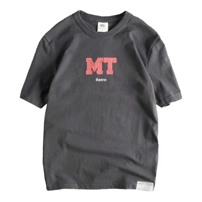 Men's Vintage Letter Printed Cotton Washed Short-Sleeved T-Shirt 56225179M sold by Manly