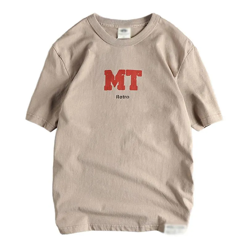 Men's Vintage Letter Printed Cotton Washed Short-Sleeved T-Shirt 56225179M sold by Manly product image thumbnail 3