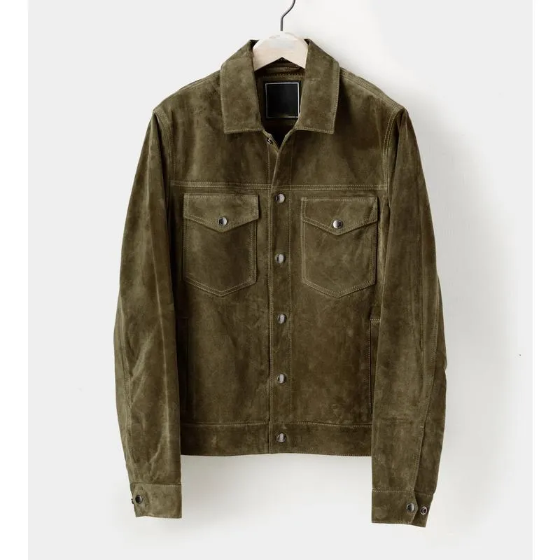 Men's Vintage Solid Suede Workwear Multi-Pocket Jacket 60567479Y sold by Manly product image thumbnail 4